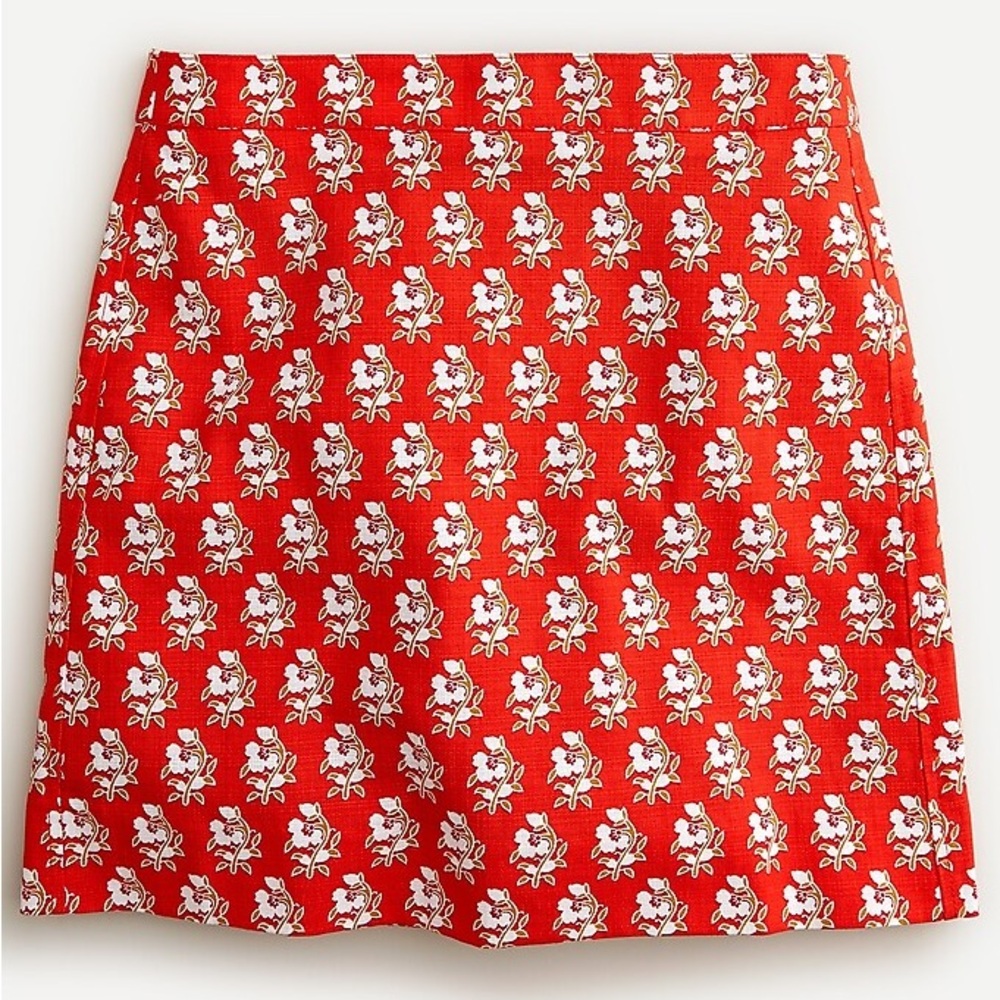 J.Crew Mini Skirt Floral Print Orange 100% Cotton Women's Size 12
